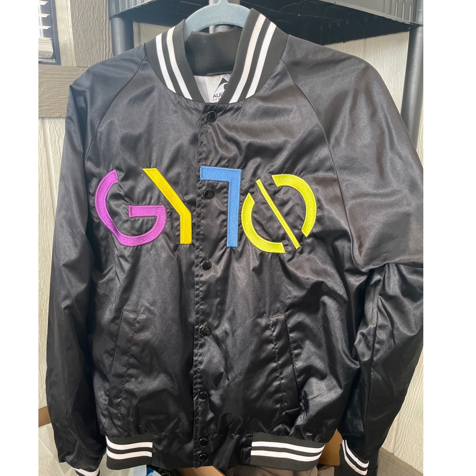 Rare Vintage Augusta Sportswear Black Adult S Bomber Jacket Embroidered Satin